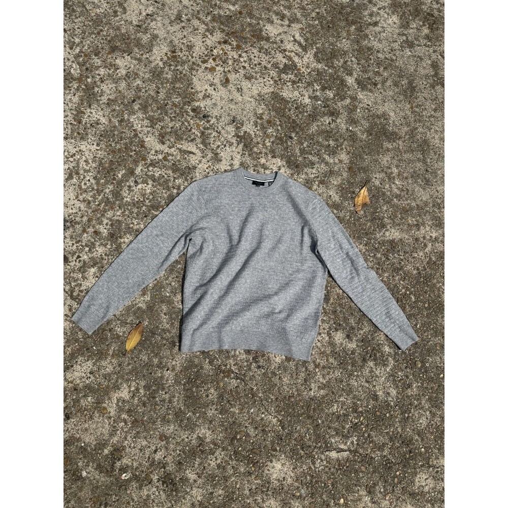 NWOT Ted Baker Knares Long Sleeve Textured Gray Crew Neck Sweater Size 4 Large